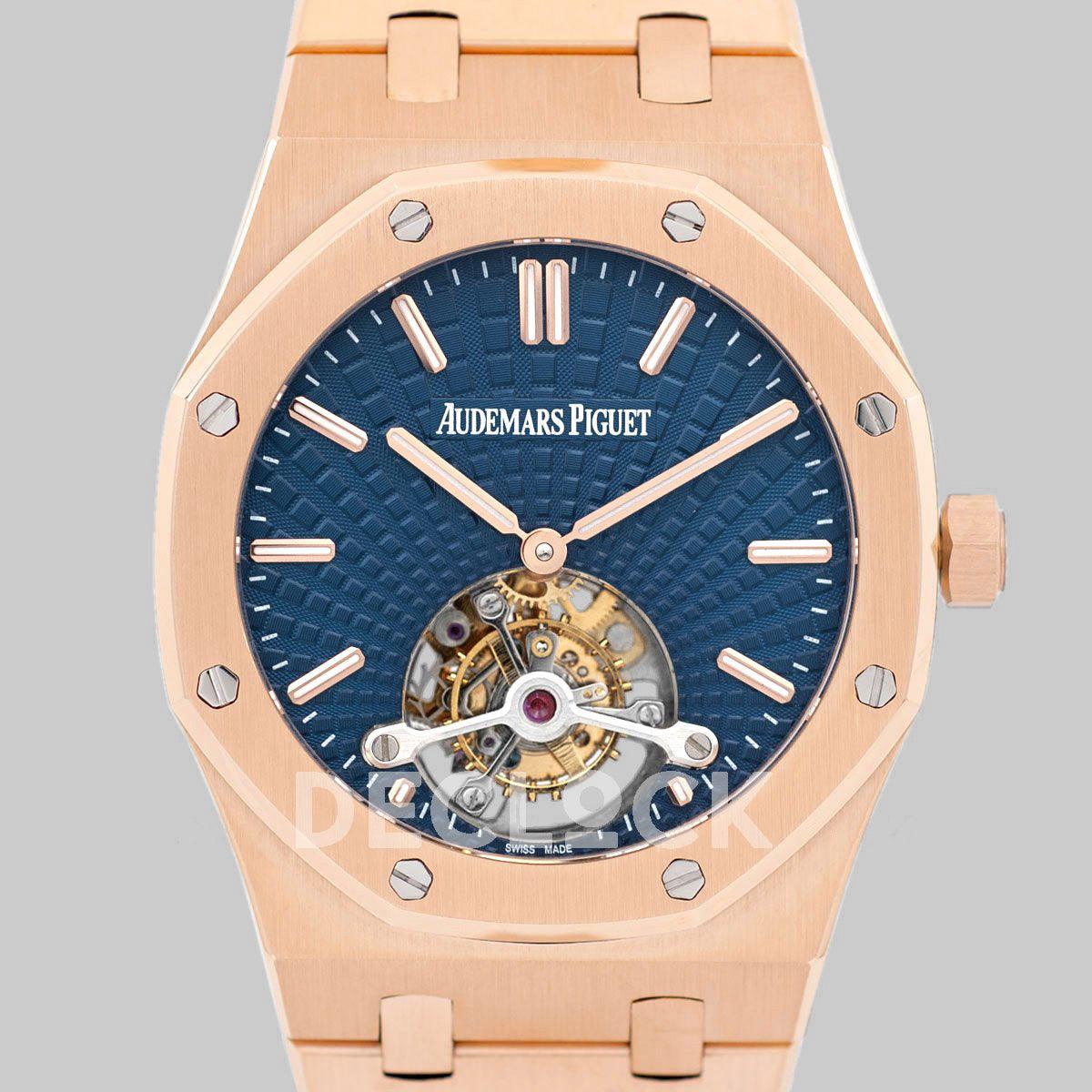 Replica Audemars Pigeut Royal Oak Tourbillon Extra-Thin Blue Dial in Rose Gold 2018 SIHH Ref. 26522OR - Replica Watches