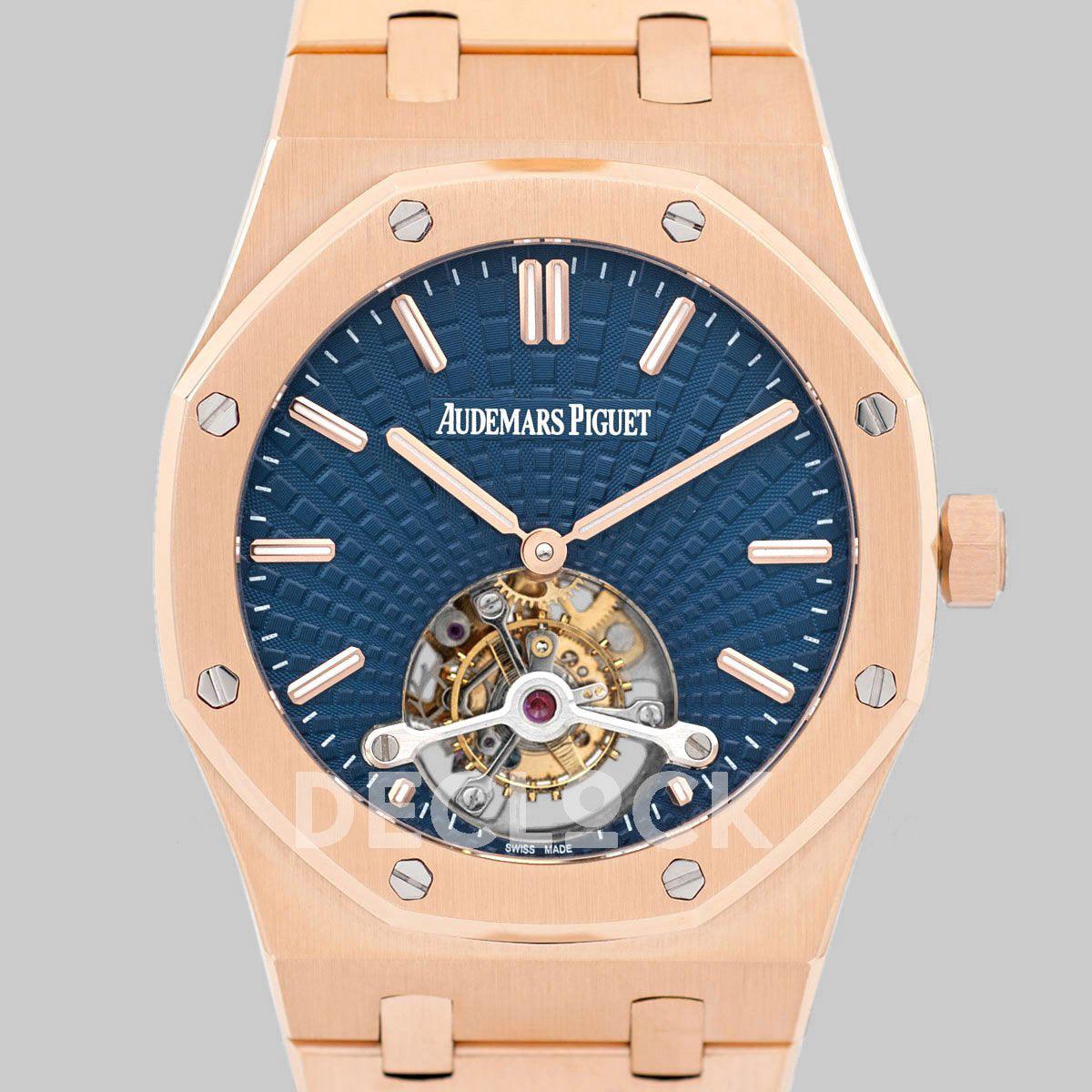 Replica Audemars Pigeut Royal Oak Tourbillon Extra-Thin Blue Dial in Rose Gold 2018 SIHH Ref. 26522OR