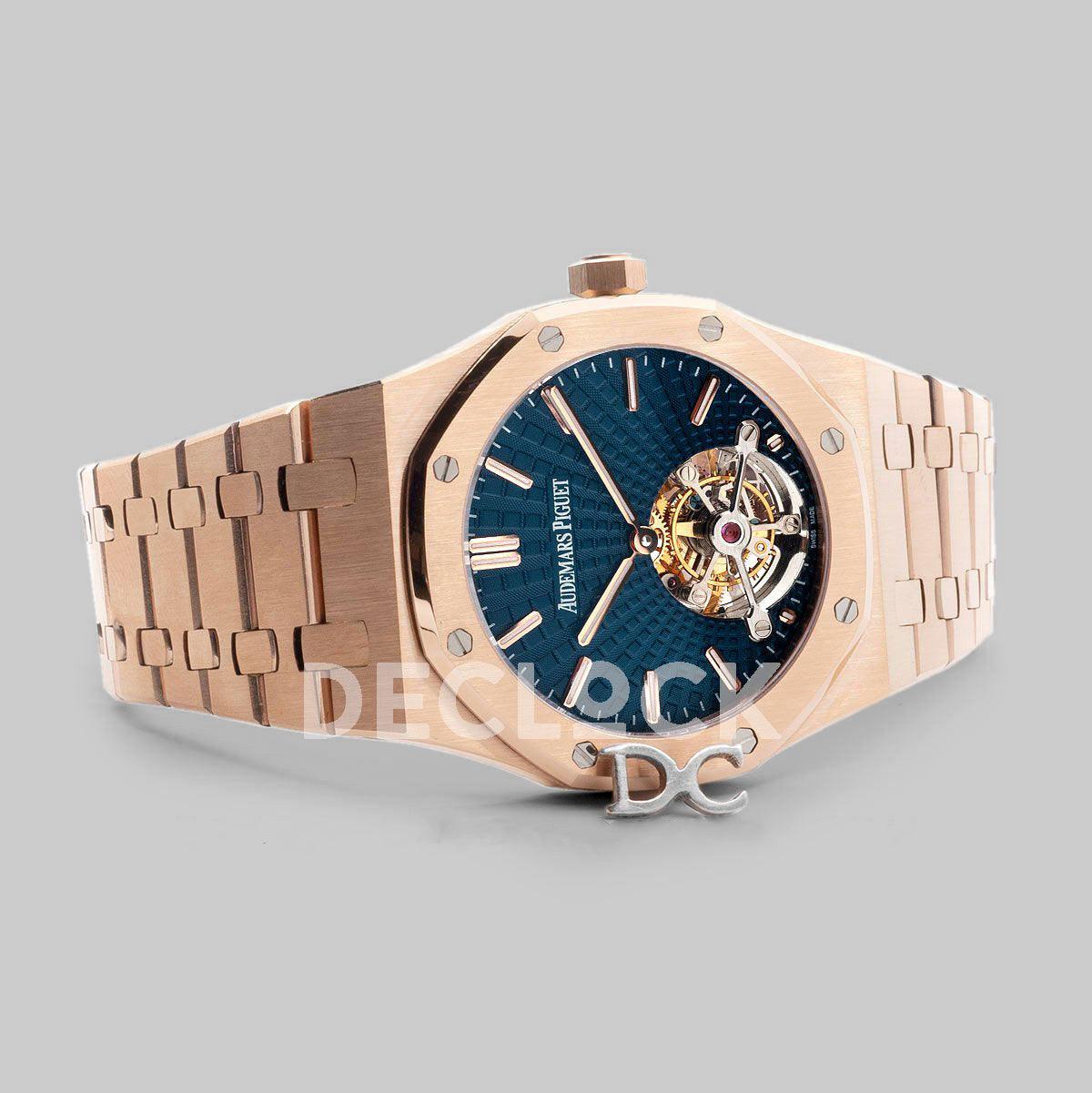 Replica Audemars Pigeut Royal Oak Tourbillon Extra-Thin Blue Dial in Rose Gold 2018 SIHH Ref. 26522OR