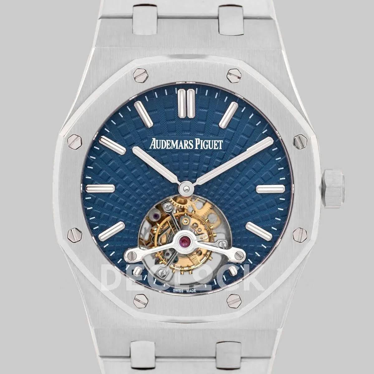 Replica Audemars Pigeut Royal Oak Tourbillon Extra-Thin Blue Dial in Steel 2018 SIHH Ref. 26522OR |  Declock.