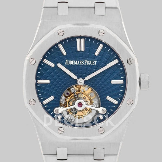 Replica Audemars Pigeut Royal Oak Tourbillon Extra-Thin Blue Dial in Steel 2018 SIHH Ref. 26522OR |  Declock.