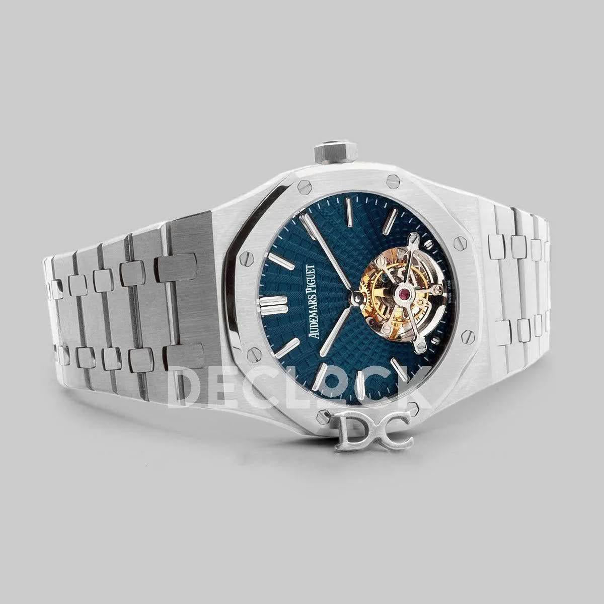 Replica Audemars Pigeut Royal Oak Tourbillon Extra-Thin Blue Dial in Steel 2018 SIHH Ref. 26522OR |  Declock.