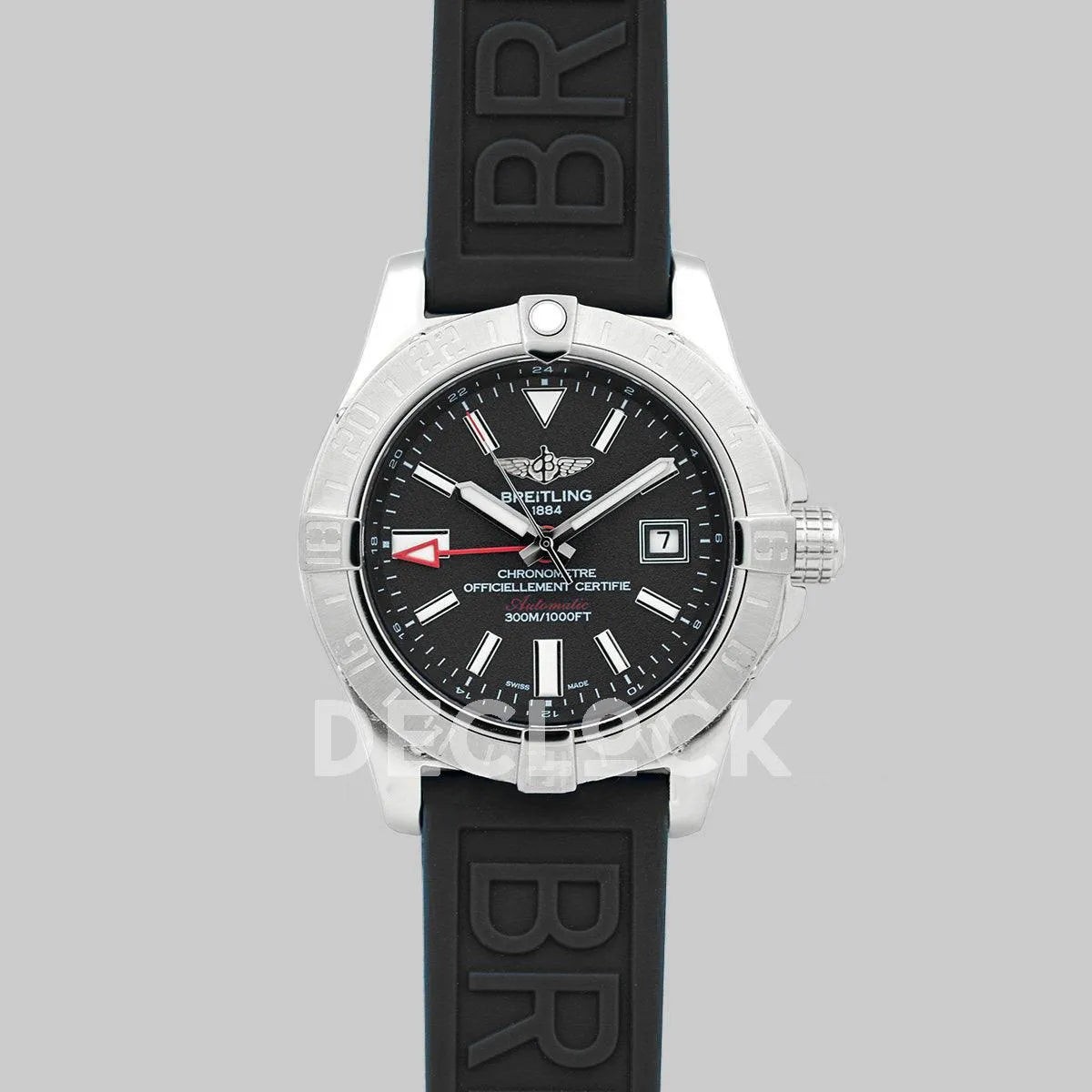 Replica Breitling Avenger II GMT Black Dial in Steel on Rubber Strap - Replica Watches