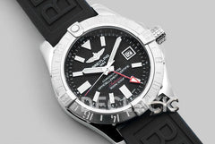 Replica Breitling Avenger II GMT Black Dial in Steel on Rubber Strap