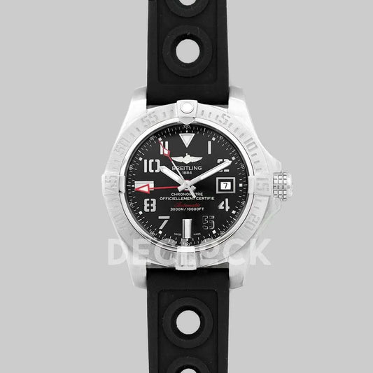 Replica Breitling Avenger II GMT Seawolf Black Dial in Steel |  Declock.