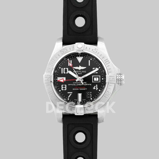 Replica Breitling Avenger II GMT Seawolf Black Dial in Steel - Replica Watches