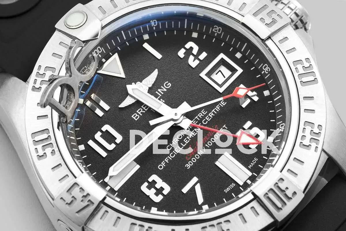 Replica Breitling Avenger II GMT Seawolf Black Dial in Steel |  Declock.