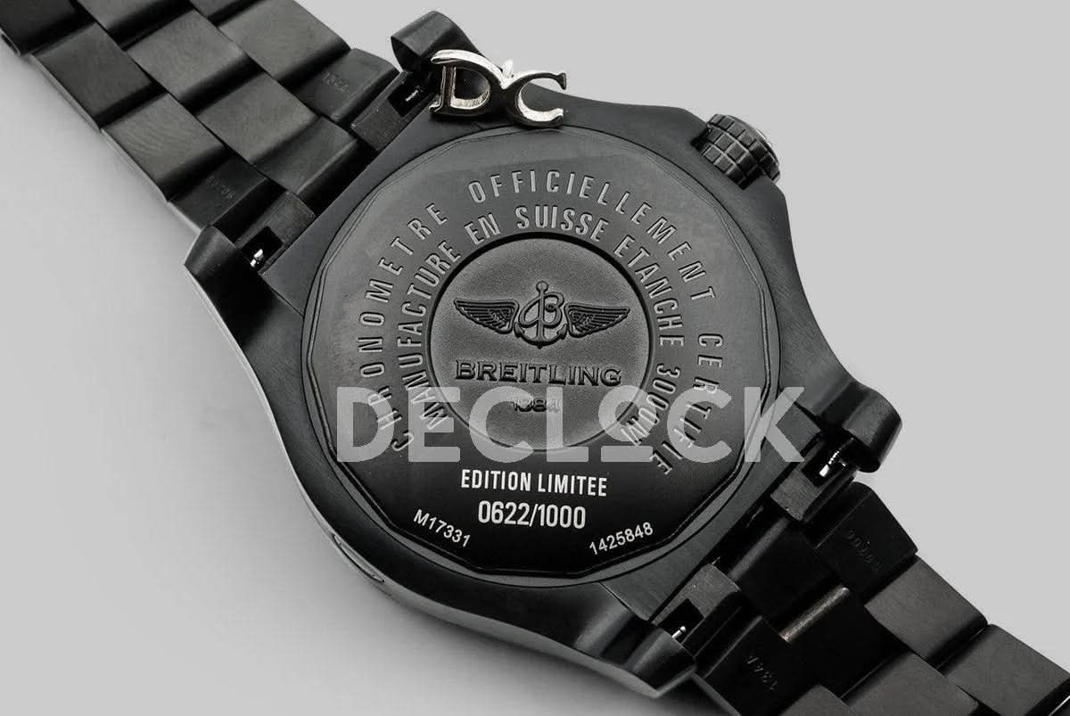 Replica Breitling Avenger II Seawolf Blacksteel Yellow Dial in DLC Steel on Bracelet