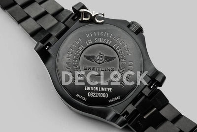 Replica Breitling Avenger II Seawolf Blacksteel Yellow Dial in DLC Steel on Bracelet
