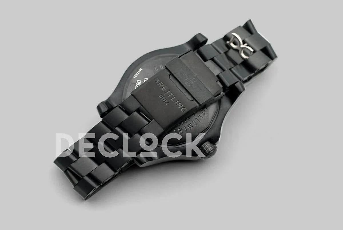Replica Breitling Avenger II Seawolf Blacksteel Yellow Dial in DLC Steel on Bracelet |  Declock.