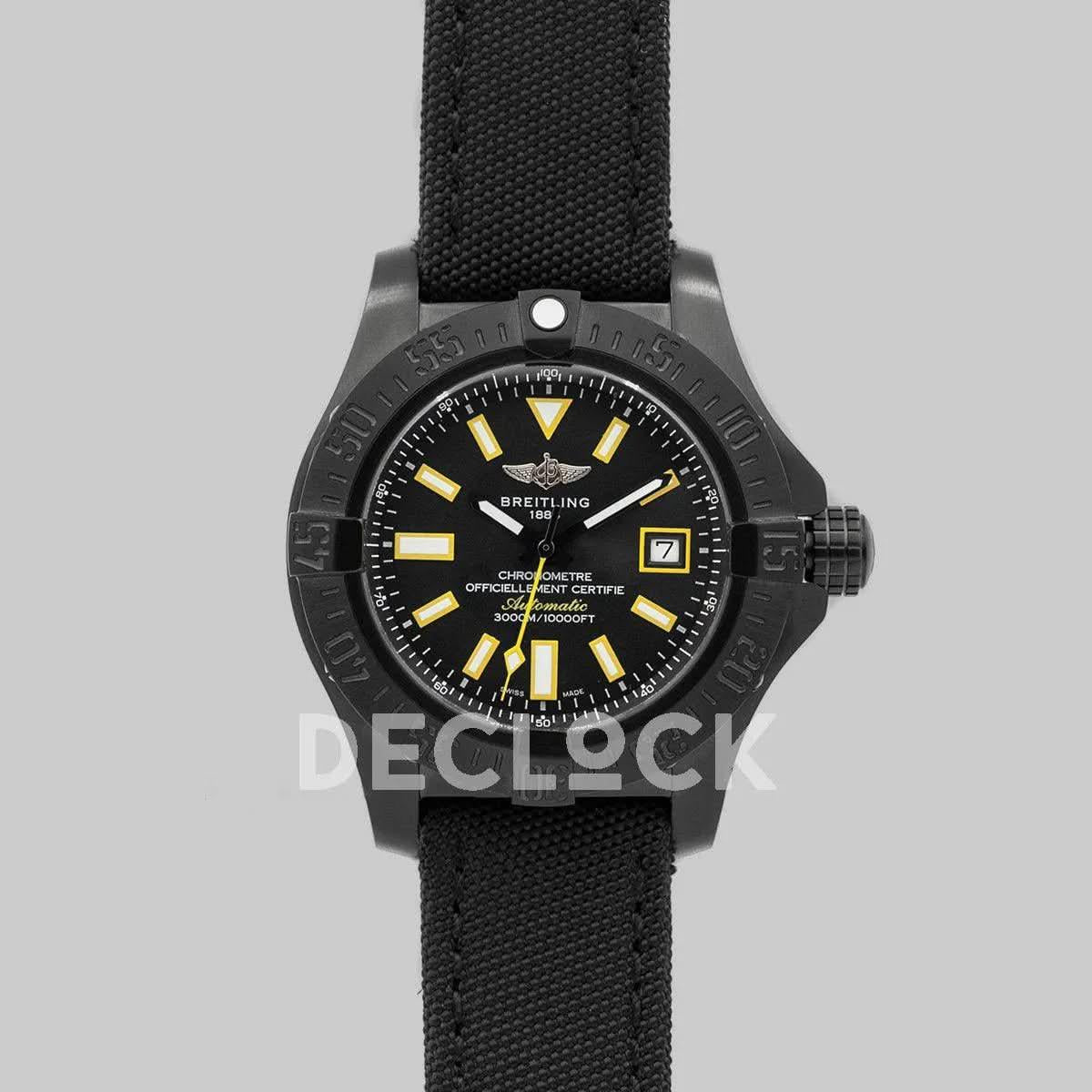 Replica Breitling Avenger Seawolf Blacksteel Black/Yellow DLC |  Declock.