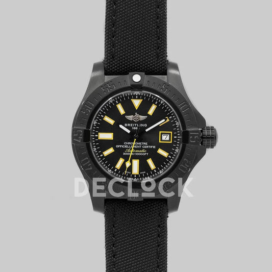 Replica Breitling Avenger Seawolf Blacksteel Black/Yellow DLC |  Declock.