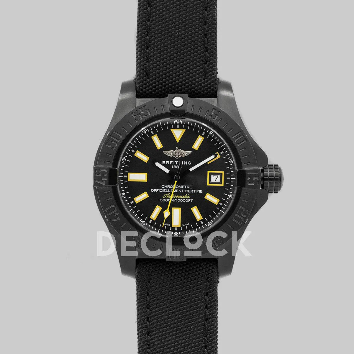 Replica Breitling Avenger Seawolf Blacksteel Black/Yellow DLC