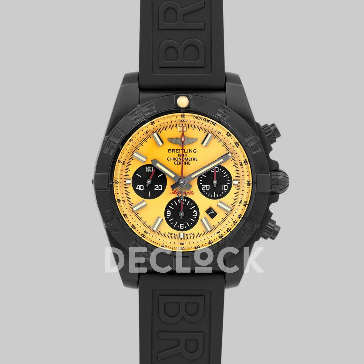 Replica Breitling Breitling Chronomat 44 Blacksteel Chronograph Yellow Dial in PVD - Replica Watches