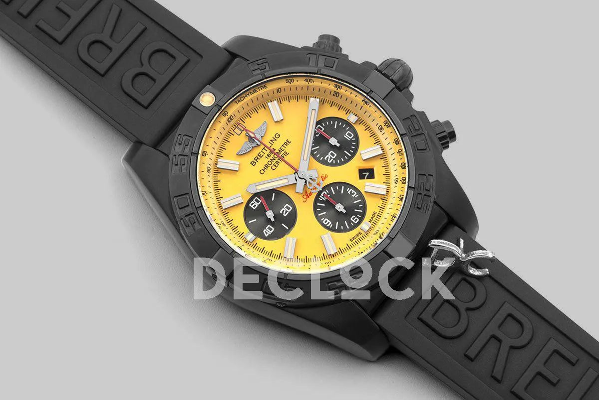 Replica Breitling Breitling Chronomat 44 Blacksteel Chronograph Yellow Dial in PVD - Replica Watches