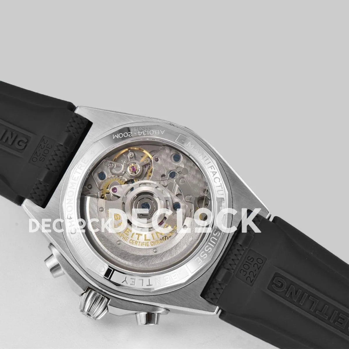 Replica Breitling Chronomat B01 Steel in SIlver Dial on Black Rubber Strap - Replica Watches