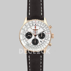 Replica Breitling Navitimer 01 Chronograph White Dial in Rose Gold