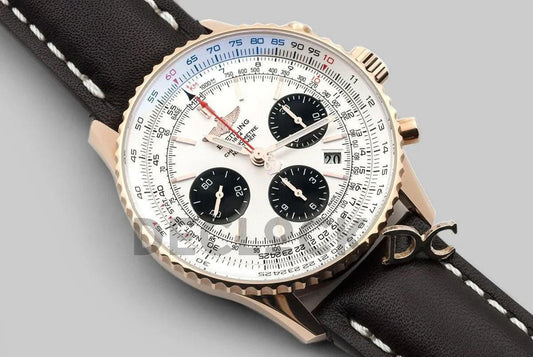 Replica Breitling Navitimer 01 Chronograph White Dial in Rose Gold | Declock.