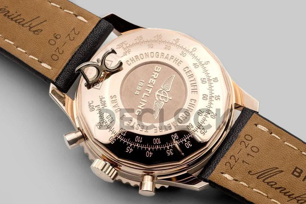 Replica Breitling Navitimer 01 Chronograph White Dial in Rose Gold |  Declock.