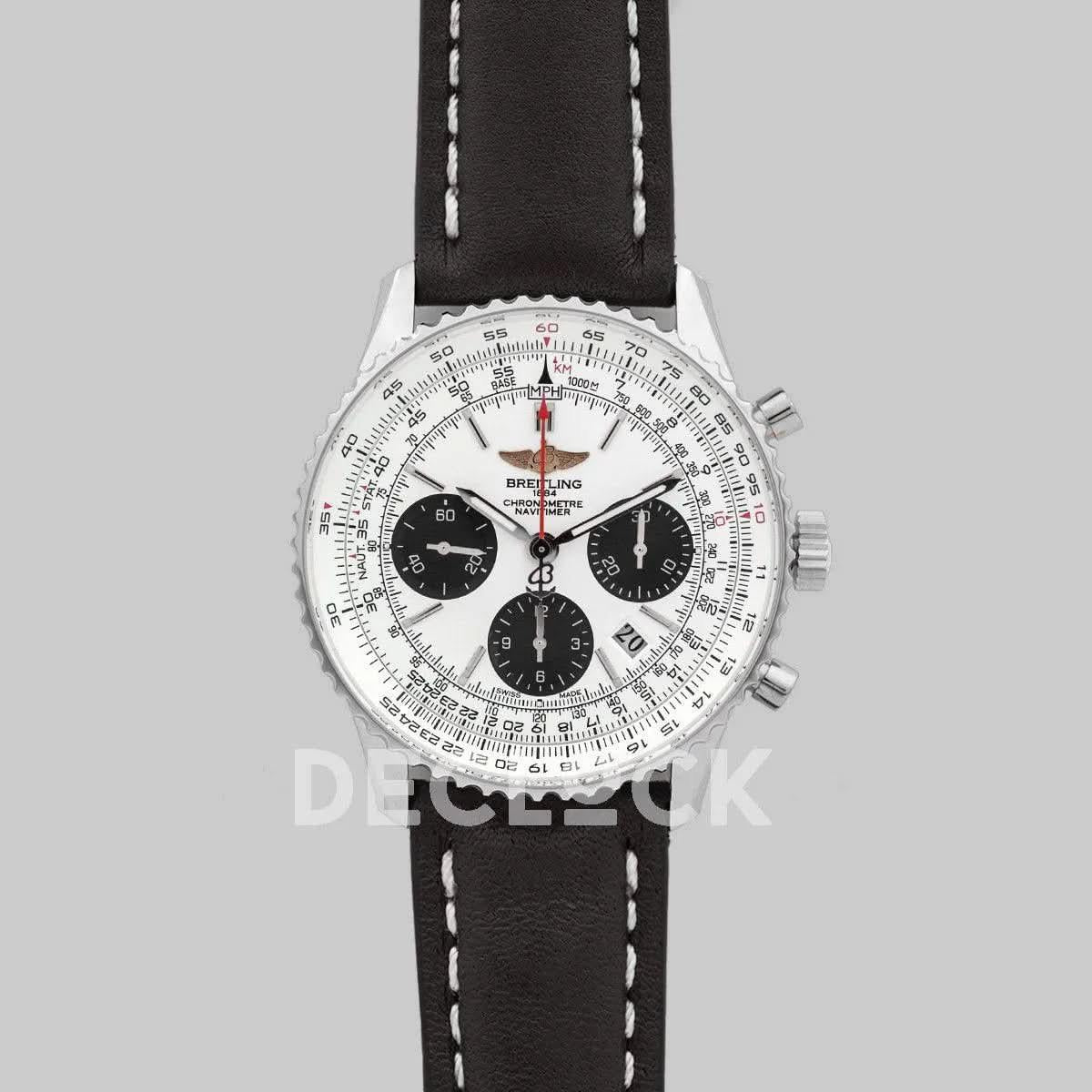 Replica Breitling Navitimer 01 Chronograph White Dial in Silver |  Declock.