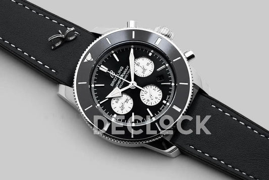 Replica Breitling Superocean Heritage II B01 Chronograph in Black Dial on Steel on Black Leather Strap |  Declock.
