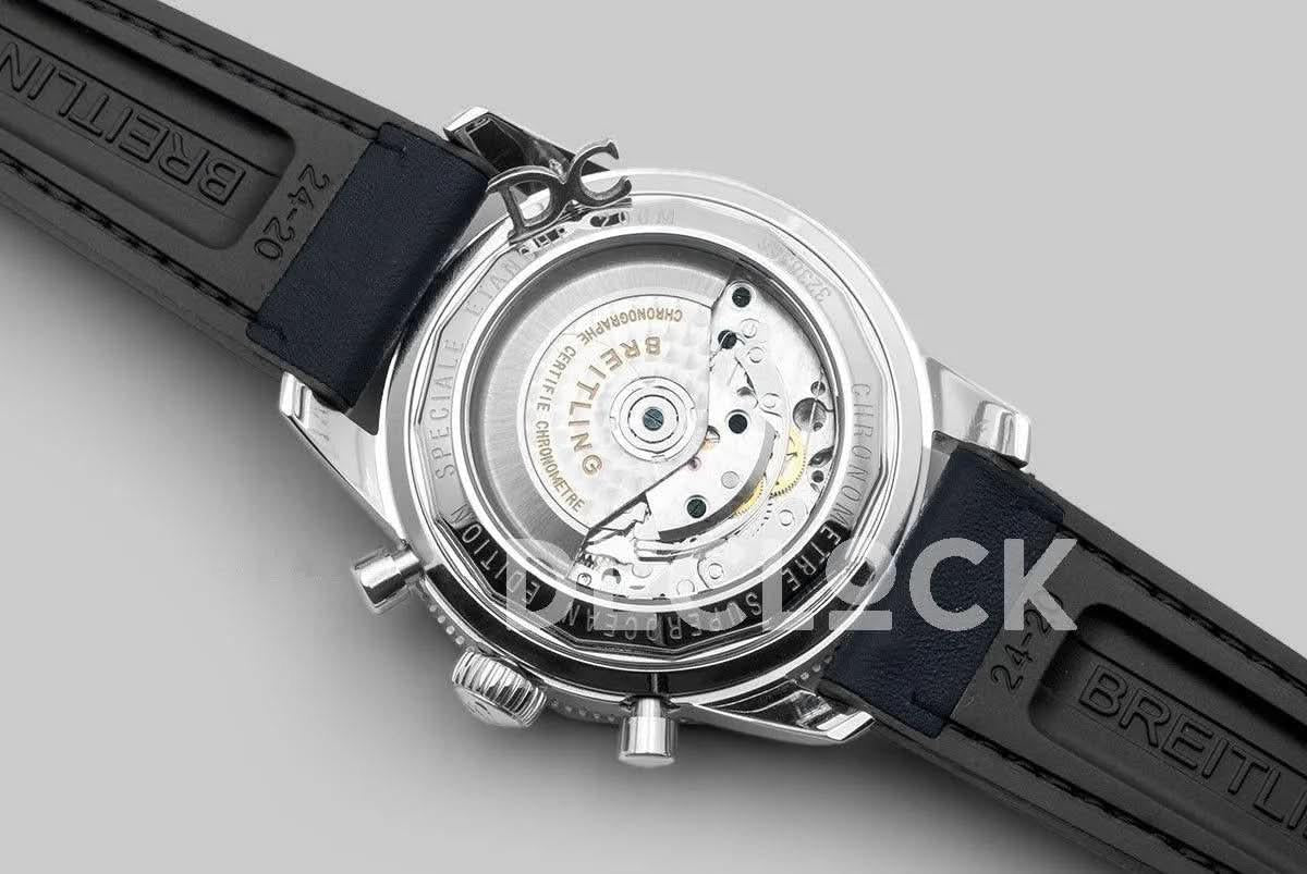 Replica Breitling Superocean Heritage II B01 Chronograph in Black Dial on Steel on Black Leather Strap |  Declock.