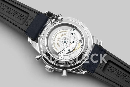 Replica Breitling Superocean Heritage II B01 Chronograph in Black Dial on Steel on Black Leather Strap |  Declock.