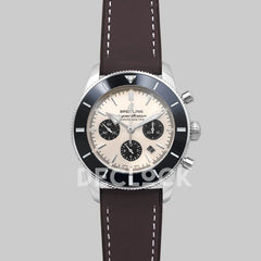 Replica Breitling Superocean Heritage II B01 Chronograph in Silver Dial on Steel on Brown Leather Strap