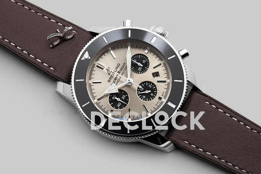 Replica Breitling Superocean Heritage II B01 Chronograph in Silver Dial on Steel on Brown Leather Strap |  Declock.