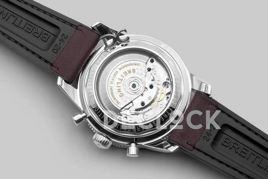 Replica Breitling Superocean Heritage II B01 Chronograph in Silver Dial on Steel on Brown Leather Strap |  Declock.