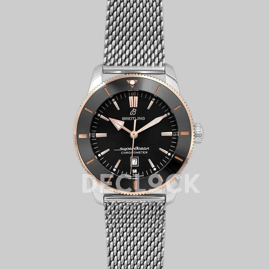 Replica Breitling Superocean Heritage II B20 Automatic 44mm in Black Dial on Black and Rose Gold Bezel |  Declock.