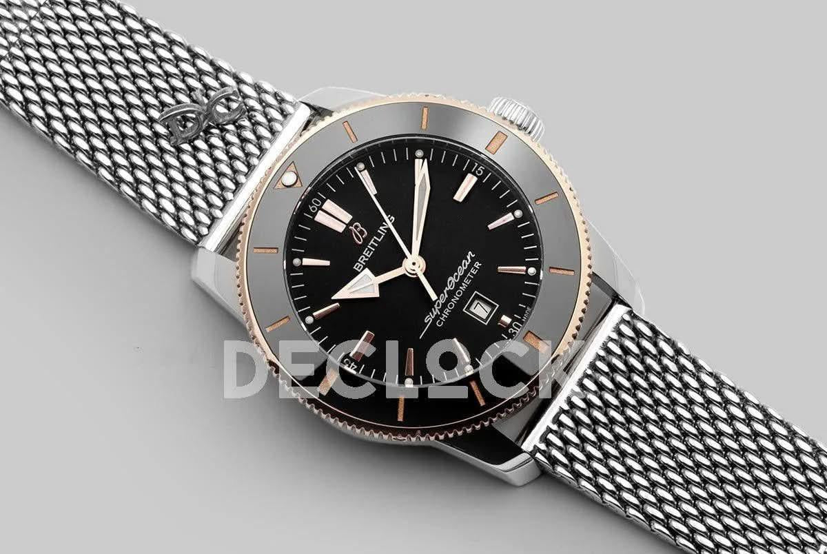 Replica Breitling Superocean Heritage II B20 Automatic 44mm in Black Dial on Black and Rose Gold Bezel |  Declock.
