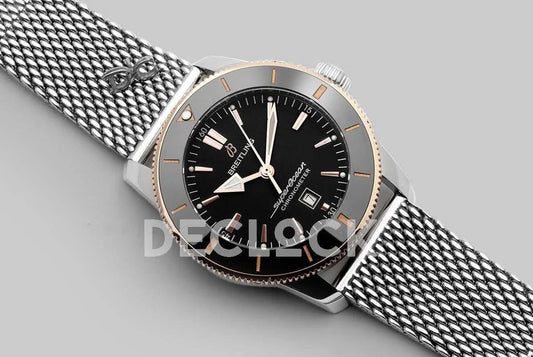 Replica Breitling Superocean Heritage II B20 Automatic 44mm in Black Dial on Black and Rose Gold Bezel |  Declock.