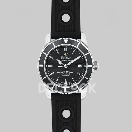 Replica Breitling Superocean Heritage II B20 Automatic in Black Dial with Black Bezel on Black Rubber Strap | Declock.