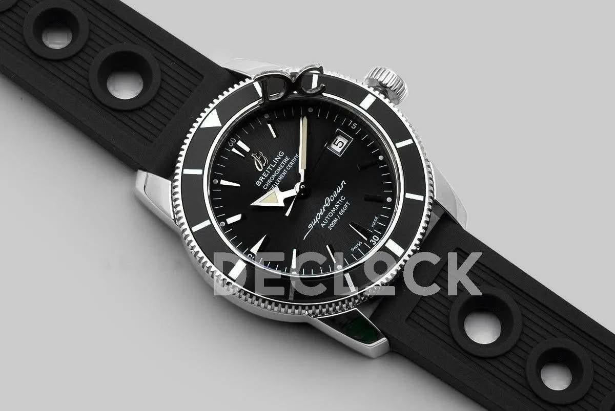 Replica Breitling Superocean Heritage II B20 Automatic in Black Dial with Black Bezel on Black Rubber Strap |  Declock.