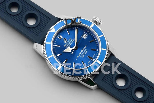 Replica Breitling Superocean Heritage II B20 Automatic in Blue Dial with Blue Bezel on Blue Rubber Strap |  Declock.