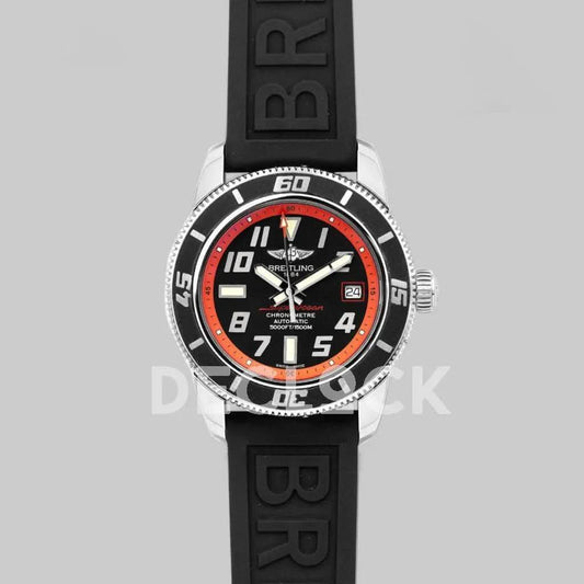 Replica Breitling Superocean II 42 Black/Red Dial in Steel |  Declock.