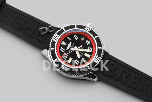 Replica Breitling Superocean II 42 Black/Red Dial in Steel |  Declock.