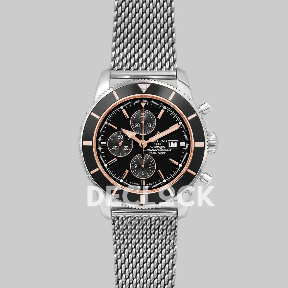 Breitling Superocean Heritage Chronograph 46mm Black Dial Rose Gold Bezel