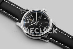 Replica Breitling Transoccean Day & Date Black Dial in Steel on Leather Strap