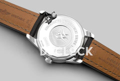 Replica Breitling Transoccean Day & Date Black Dial in Steel on Leather Strap