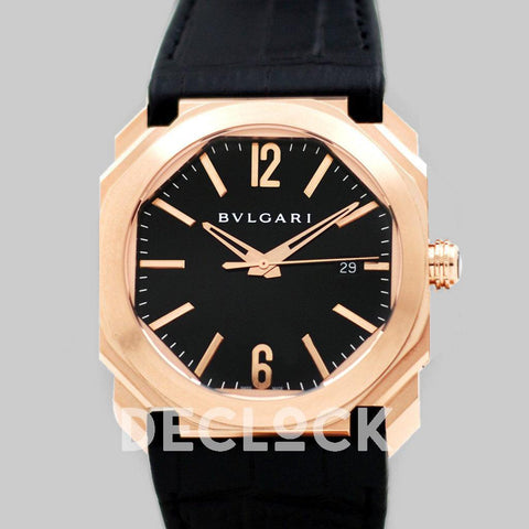 Replica Bvlgari Octo Solotempo Rose Gold in Black Dial - Replica Watches