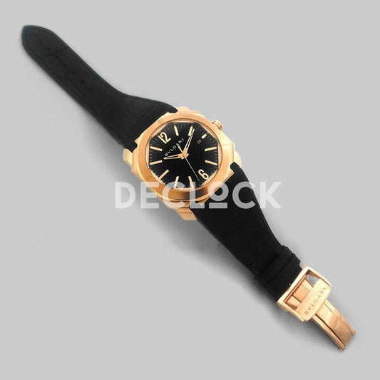 Replica Bvlgari Octo Solotempo Rose Gold in Black Dial