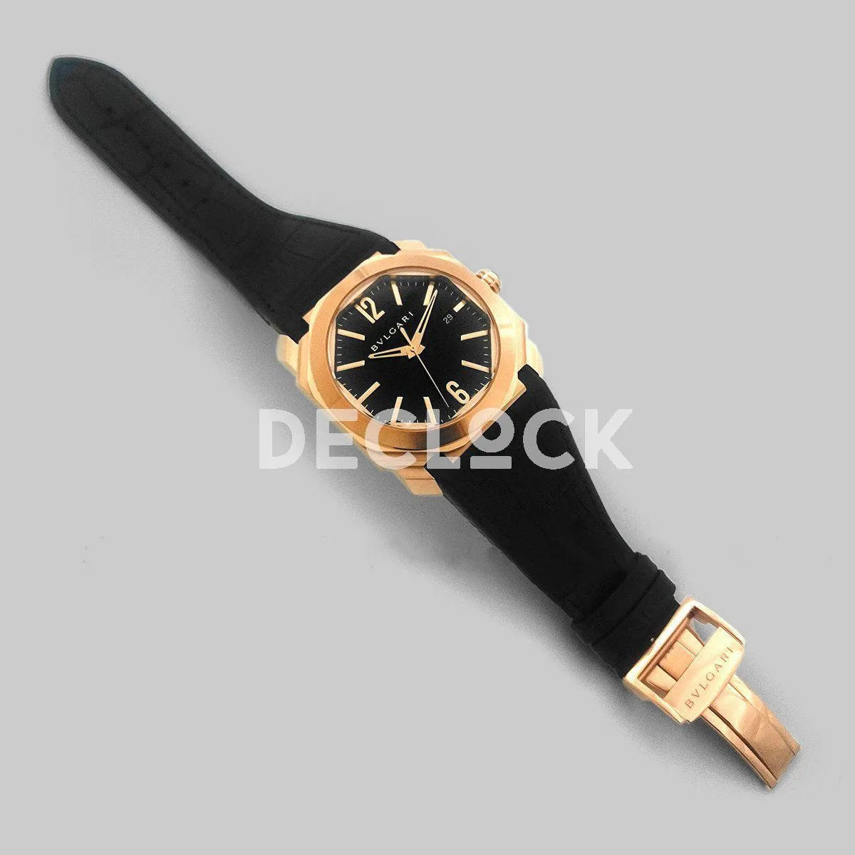 Replica Bvlgari Octo Solotempo Rose Gold in Black Dial