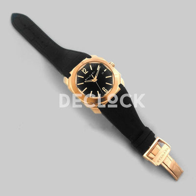 Replica Bvlgari Octo Solotempo Rose Gold in Black Dial