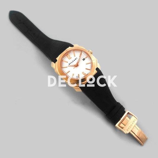 Replica Bvlgari Octo Solotempo Rose Gold in White Dial