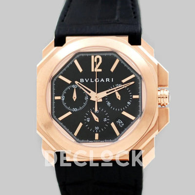 Replica Bvlgari Octo Velocissimo Chronograph Rose Gold in Black Dial