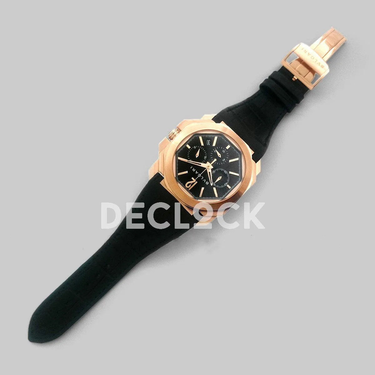 Replica Bvlgari Octo Velocissimo Chronograph Rose Gold in Black Dial