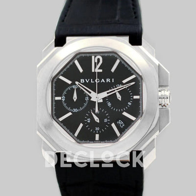 Replica Bvlgari Octo Velocissimo Chronograph Steel in Black Dial