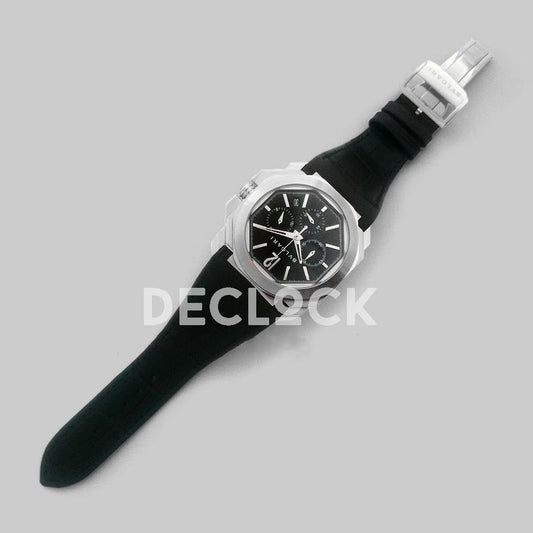 Replica Bvlgari Octo Velocissimo Chronograph Steel in Black Dial